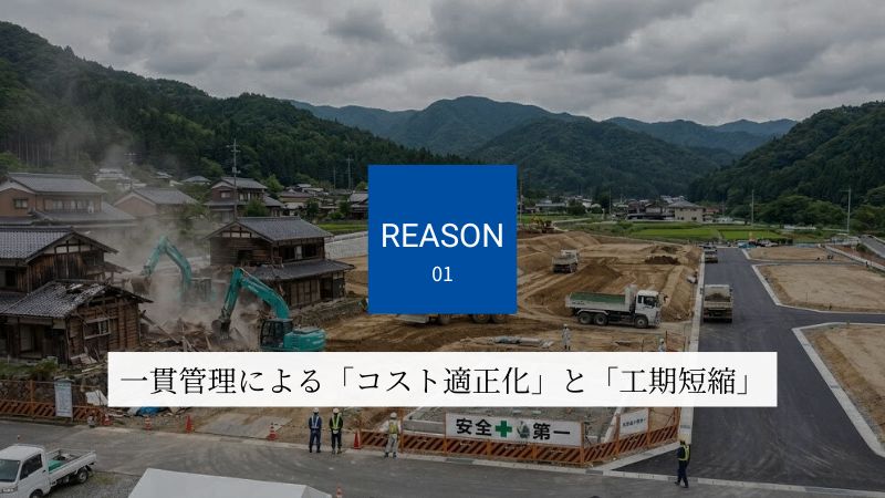 一貫管理による「コスト適正化」と「工期短縮」